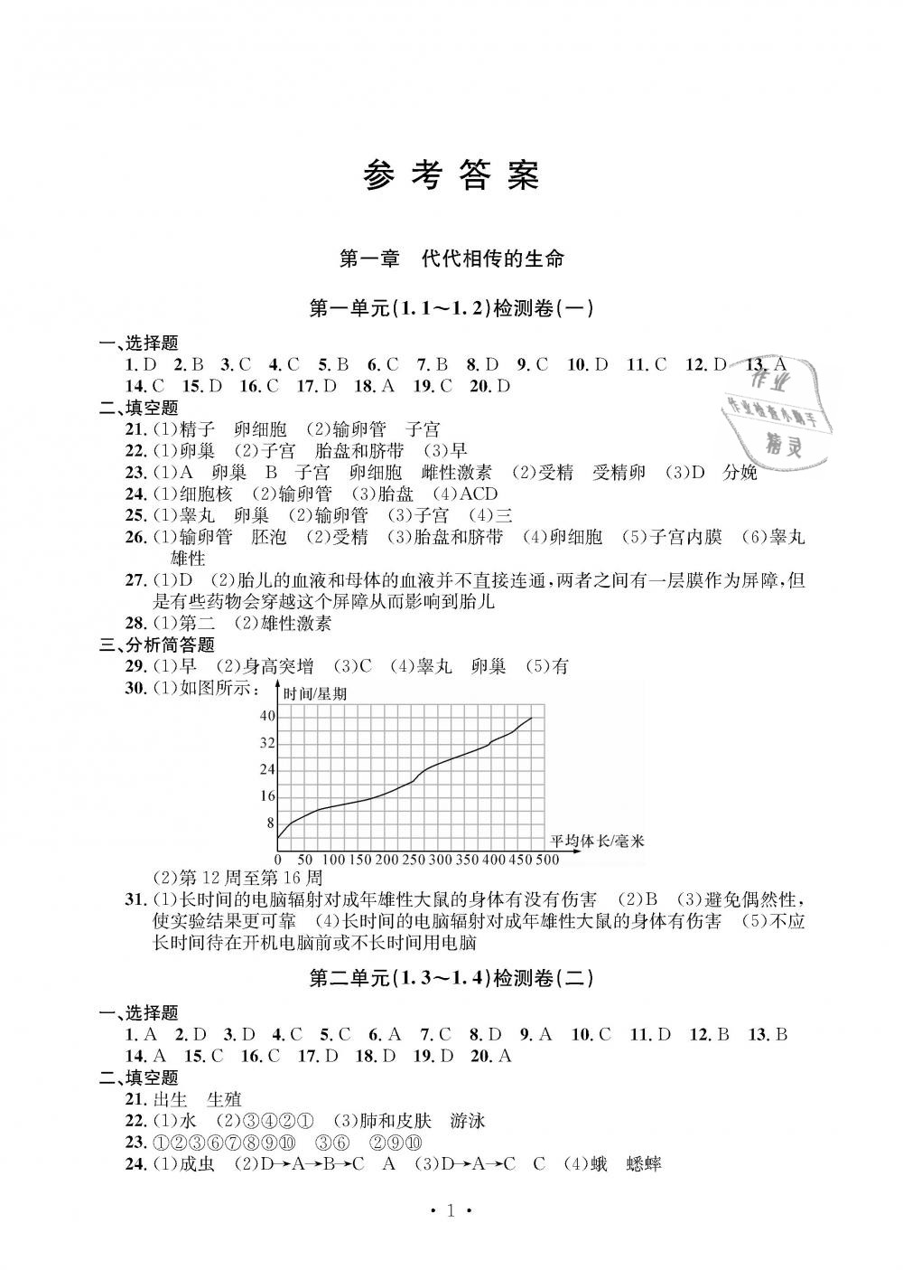 2019年習(xí)題e百檢測(cè)卷七年級(jí)科學(xué)下冊(cè)浙教版 第1頁(yè)