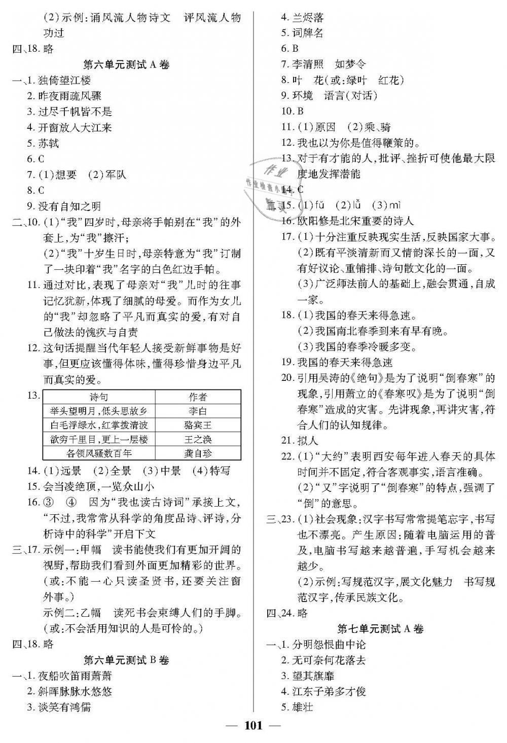 2019年金牌教练七年级语文下册沪教版 第21页