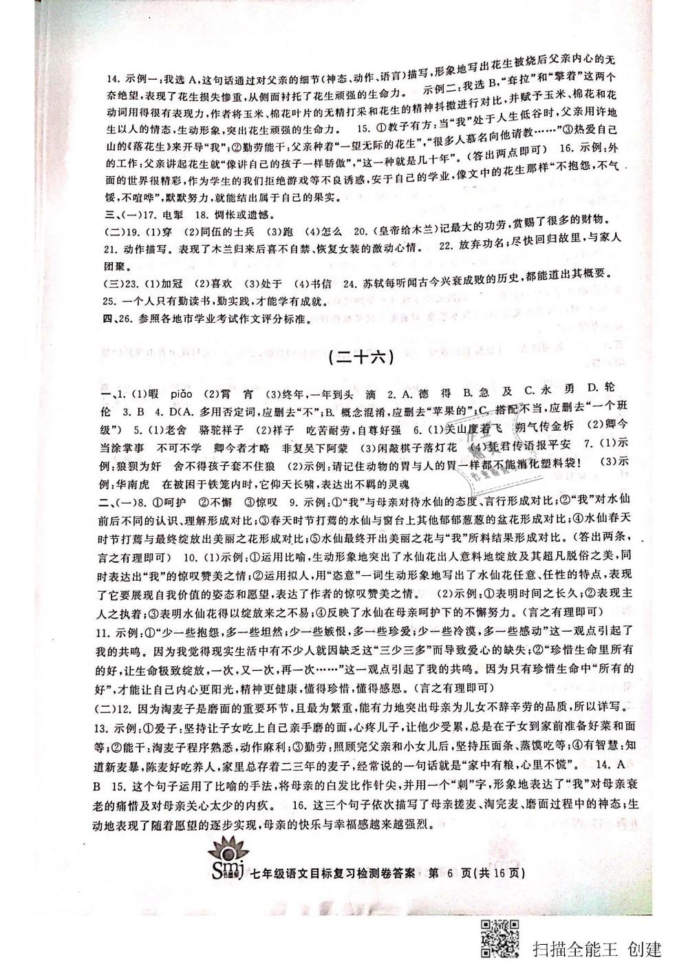 2018年目標(biāo)復(fù)習(xí)檢測(cè)卷七年級(jí)語(yǔ)文全一冊(cè)人教版 第6頁(yè)