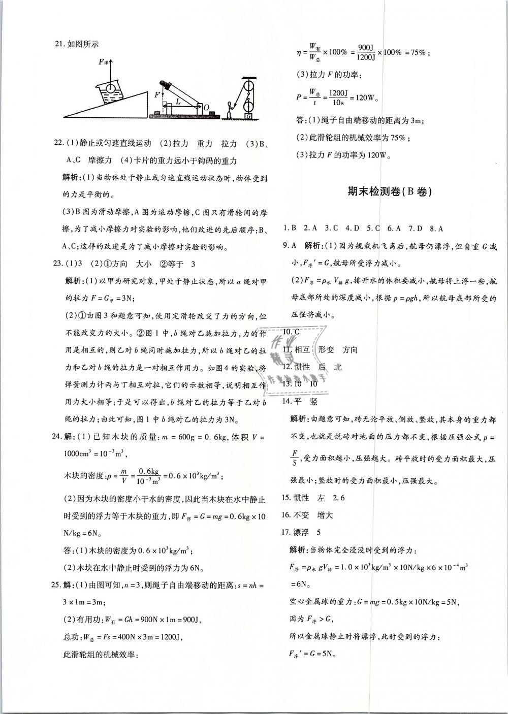 2019年优学1+1评价与测试八年级物理下册 第21页