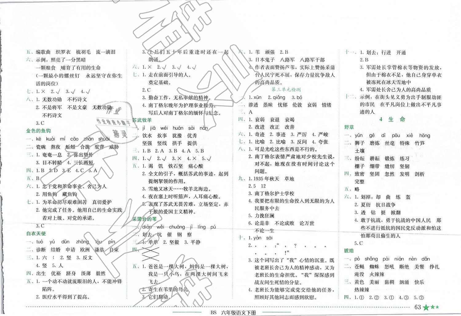 2019年黄冈小状元作业本六年级语文下册北师大版四川专版 第3页