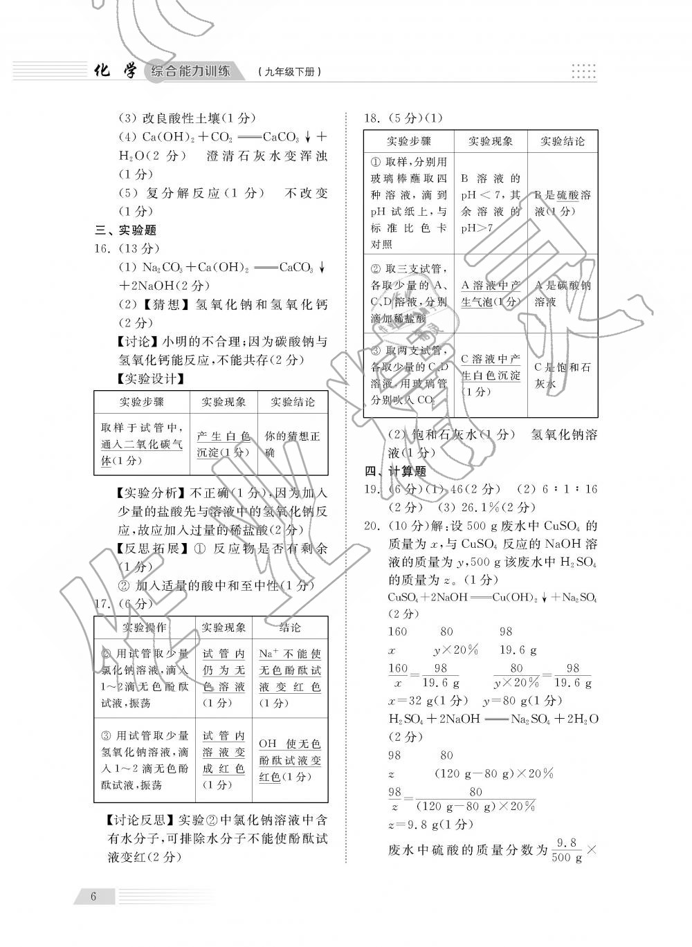 2019年綜合能力訓練九年級化學下冊魯教版五四制 第6頁