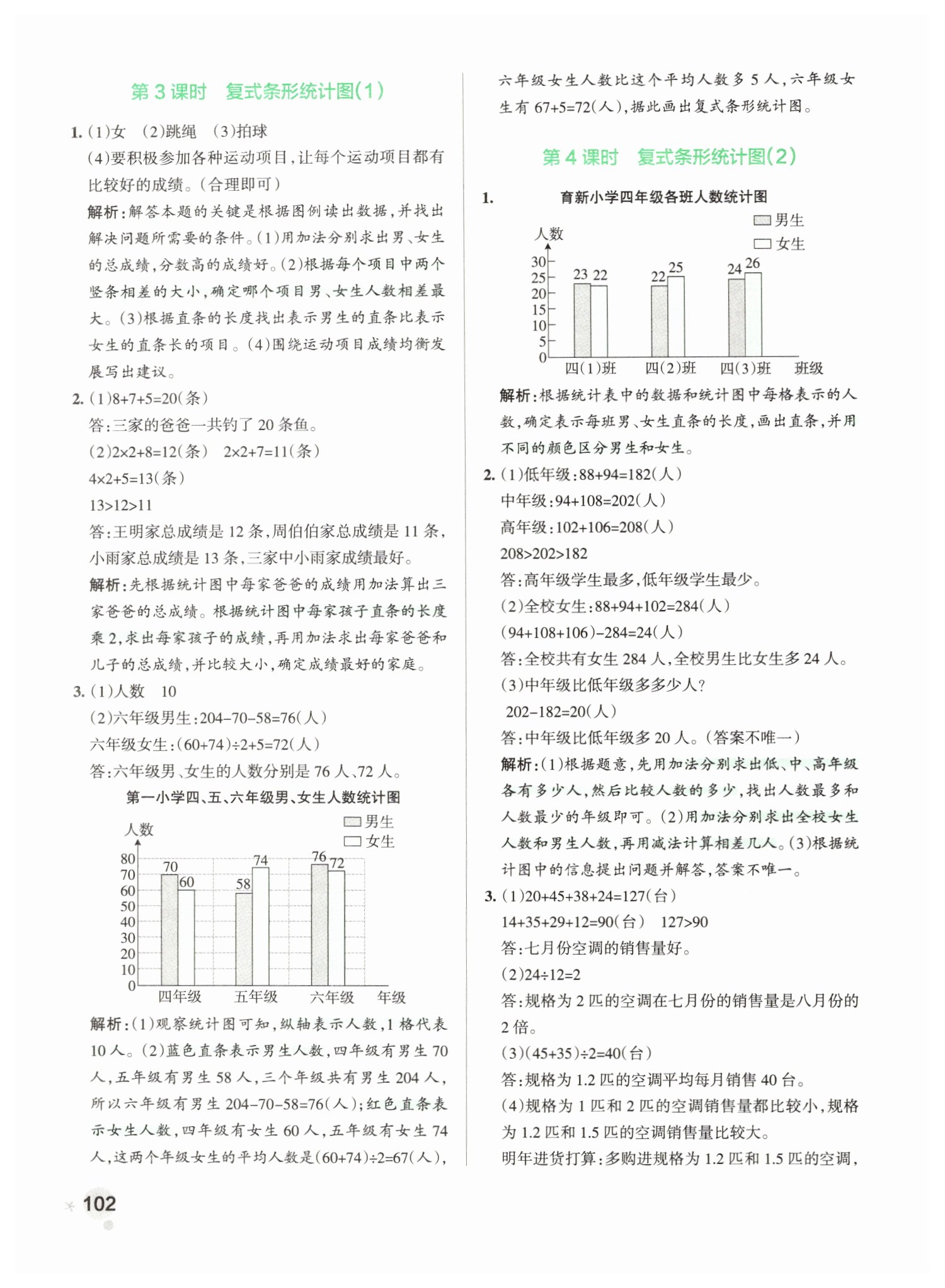 2019年小學(xué)學(xué)霸作業(yè)本四年級(jí)數(shù)學(xué)下冊(cè)人教版 第34頁