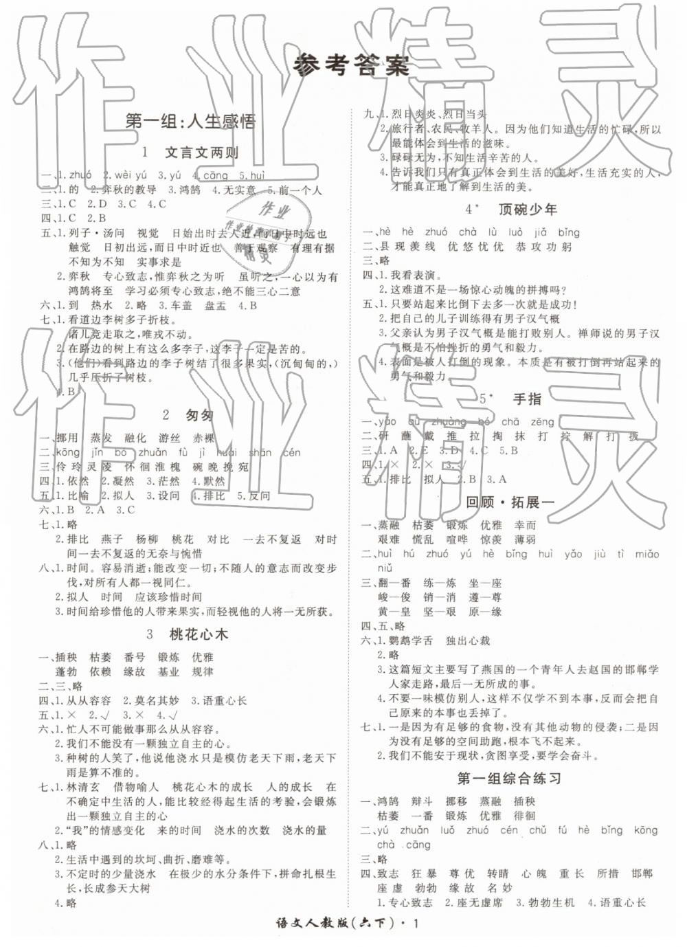 2019年黃岡360定制課時(shí)六年級(jí)語(yǔ)文下冊(cè)人教版 第1頁(yè)