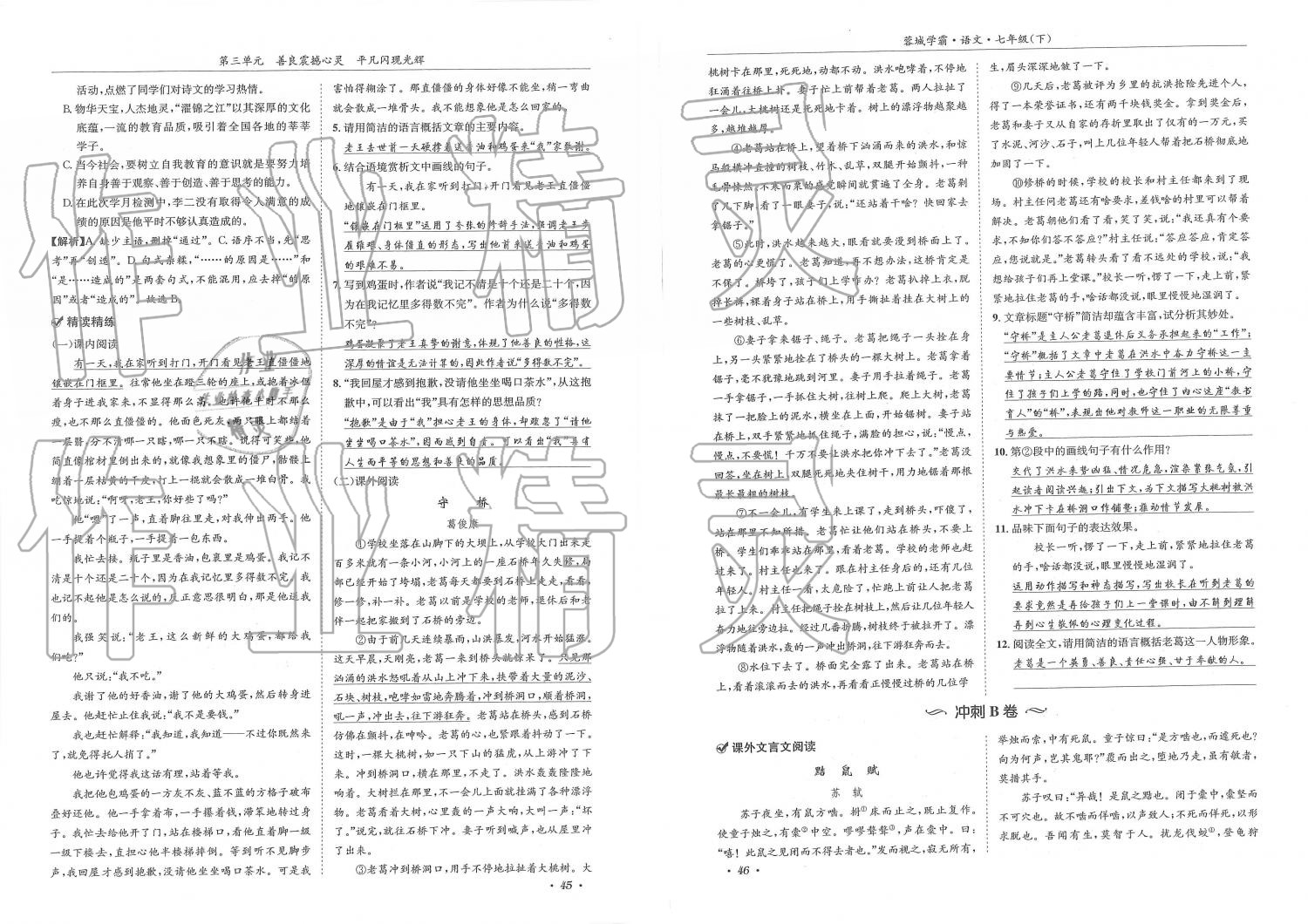 2019年蓉城學(xué)霸七年級語文下冊人教版 第23頁