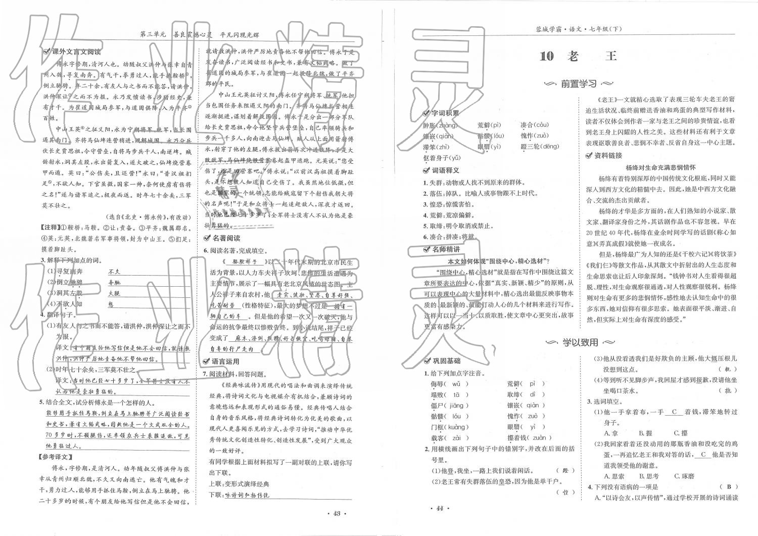 2019年蓉城学霸七年级语文下册人教版 第22页