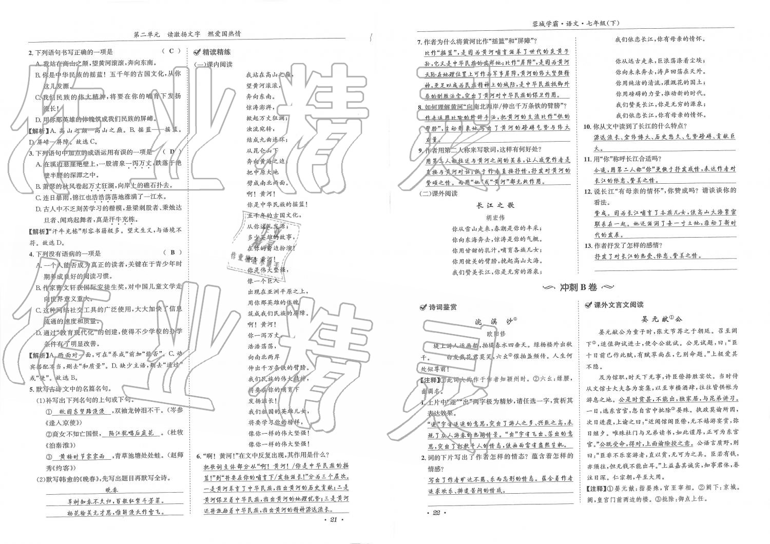 2019年蓉城学霸七年级语文下册人教版 第11页