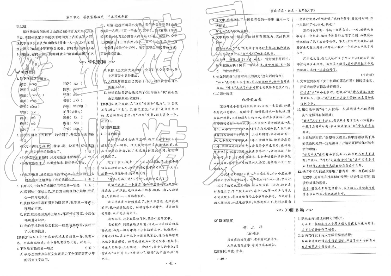 2019年蓉城學(xué)霸七年級(jí)語文下冊(cè)人教版 第21頁