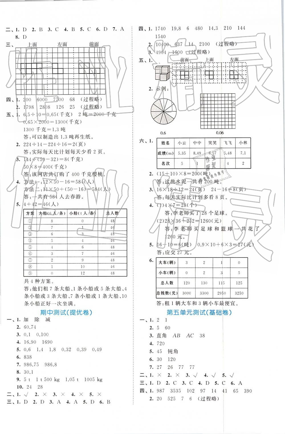 2019年53全優(yōu)卷四年級數學下冊人教版 第4頁