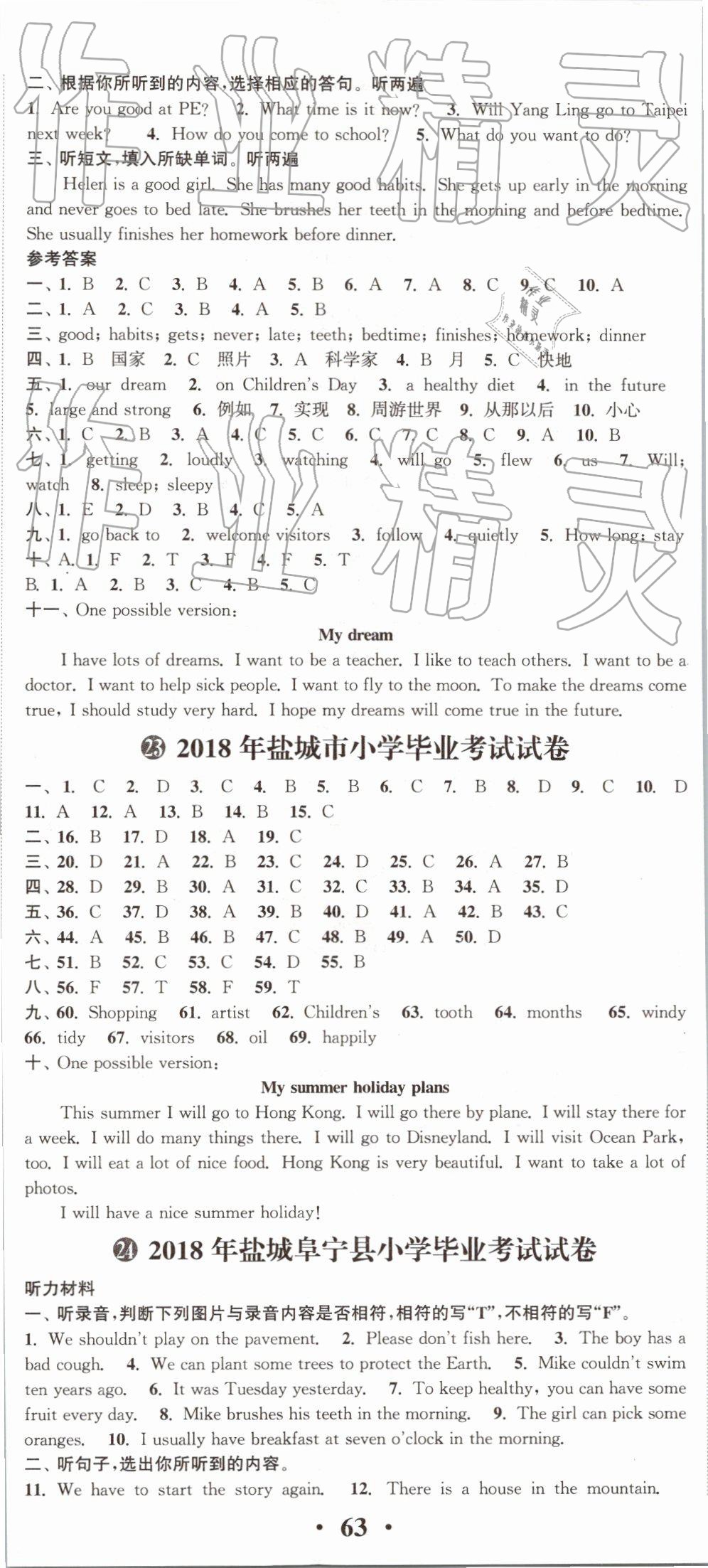 2019年小学毕业考试试卷精编英语下册江苏专用 第20页