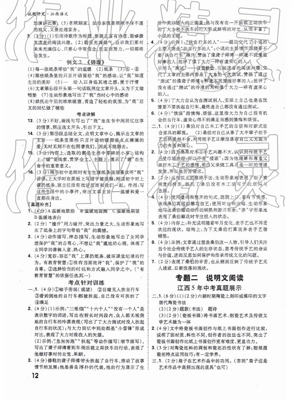 2019年萬唯教育中考試題研究九年級(jí)語文江西專版 第12頁(yè)