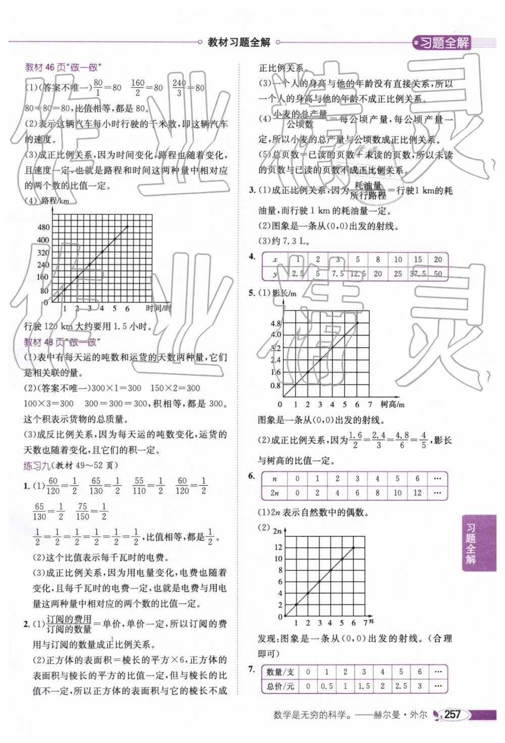 2019年小学教材全解六年级数学下册人教版广东专版 参考答案第27页