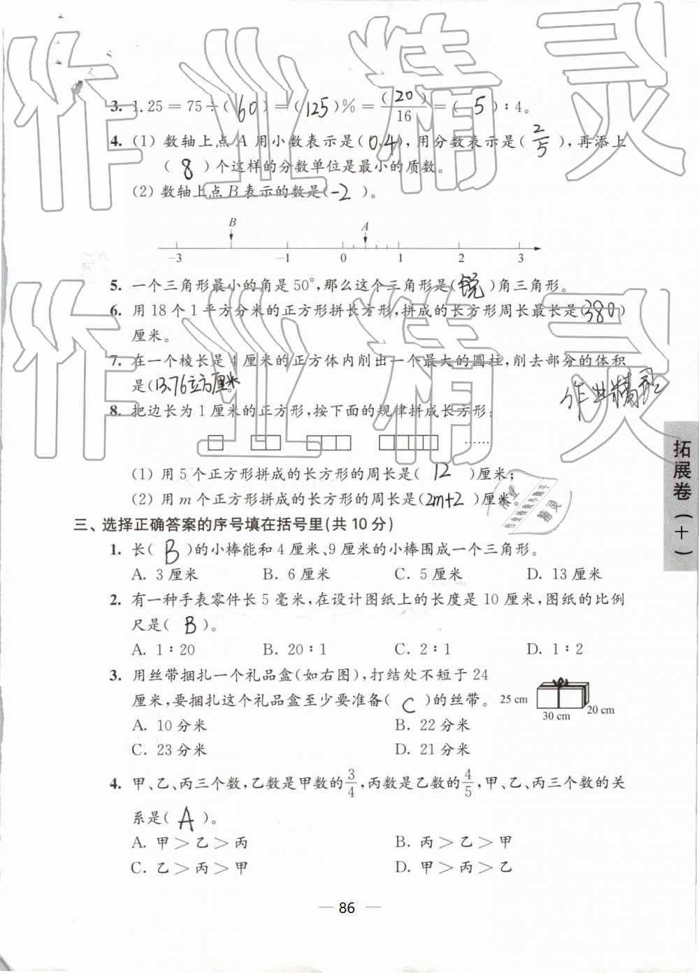 2019年強化拓展卷小學(xué)數(shù)學(xué)六年級下冊蘇教版提優(yōu)版 第86頁