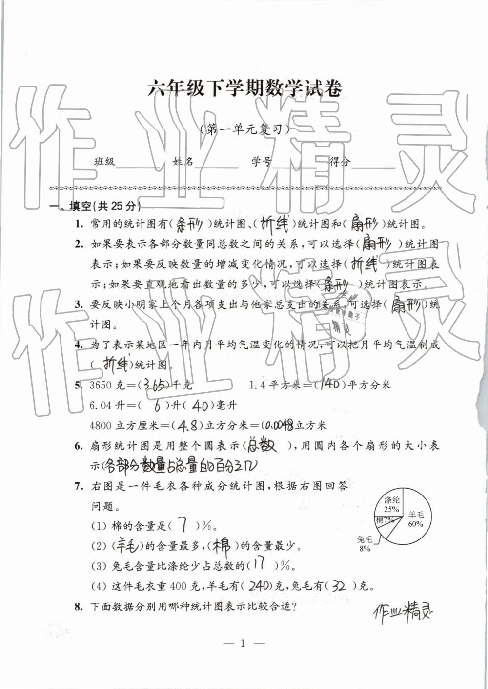 2019年強(qiáng)化拓展卷小學(xué)數(shù)學(xué)六年級下冊蘇教版提優(yōu)版 第1頁