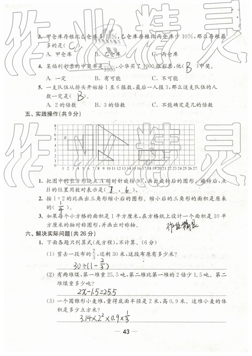 2019年強化拓展卷小學(xué)數(shù)學(xué)六年級下冊蘇教版提優(yōu)版 第43頁