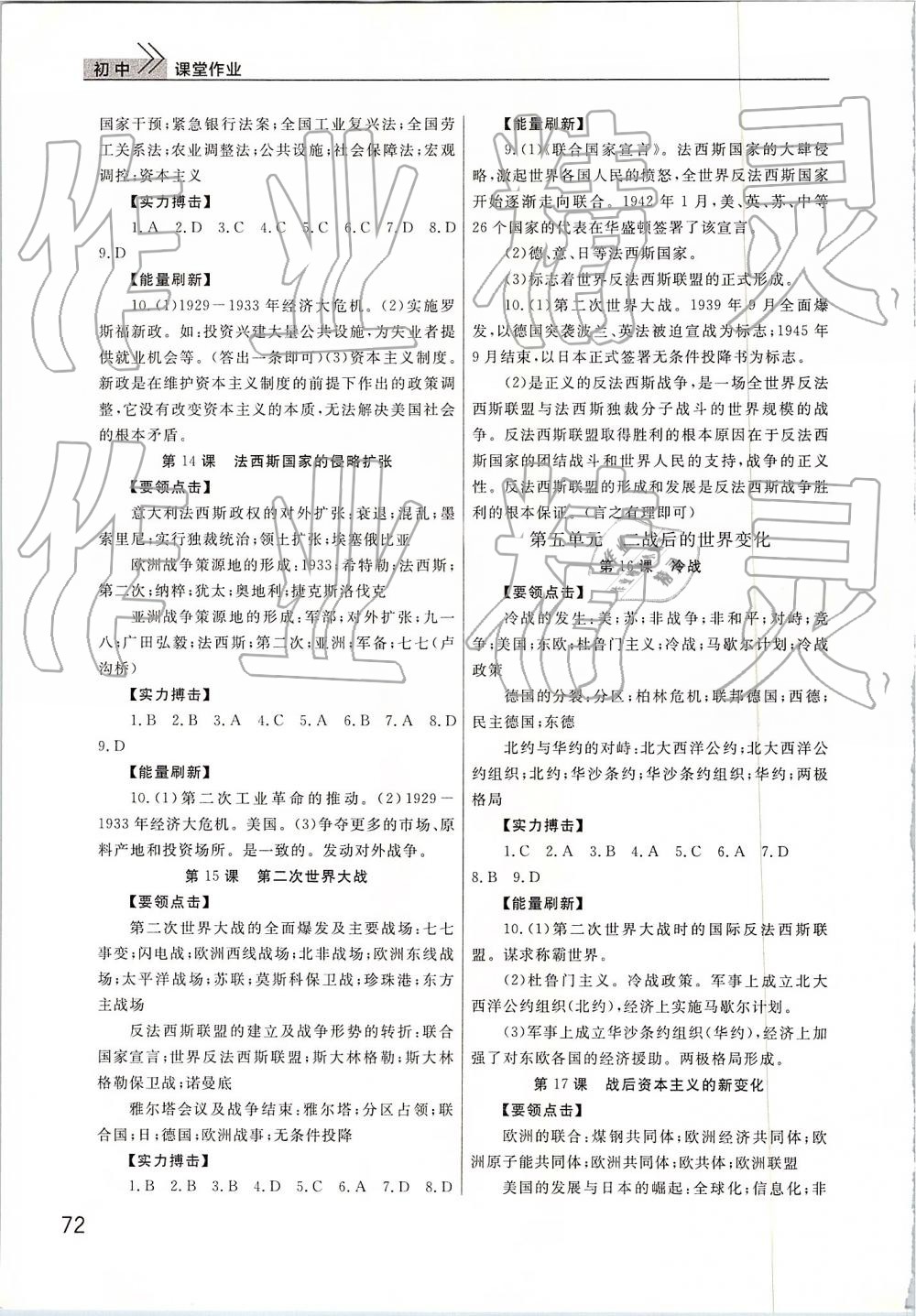 2019年智慧學習天天向上課堂作業(yè)九年級歷史下冊人教版 第4頁