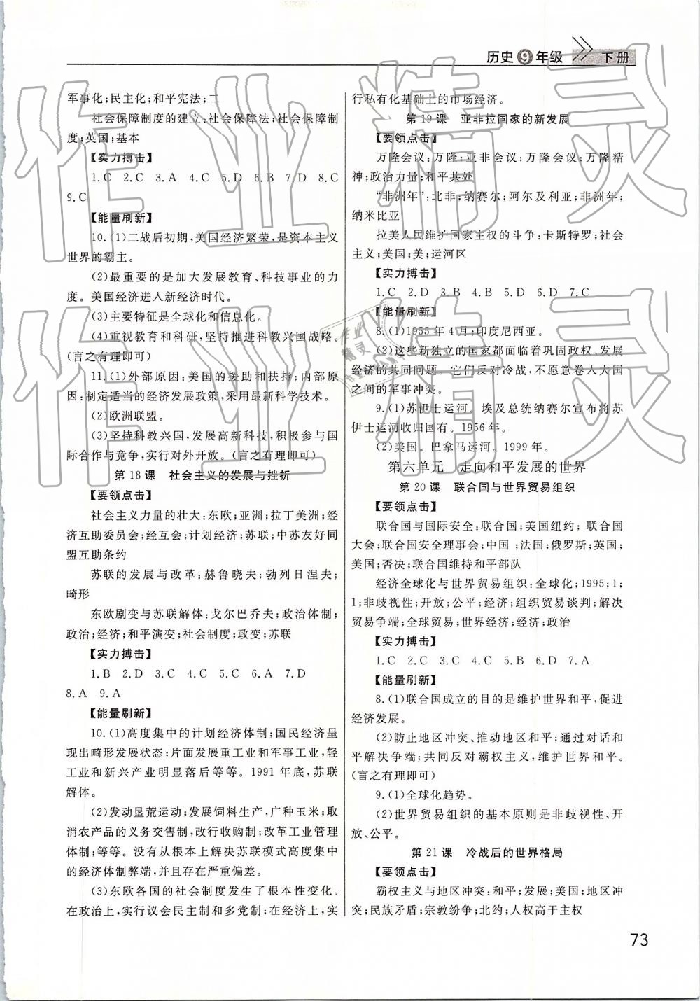 2019年智慧學(xué)習(xí)天天向上課堂作業(yè)九年級歷史下冊人教版 第5頁