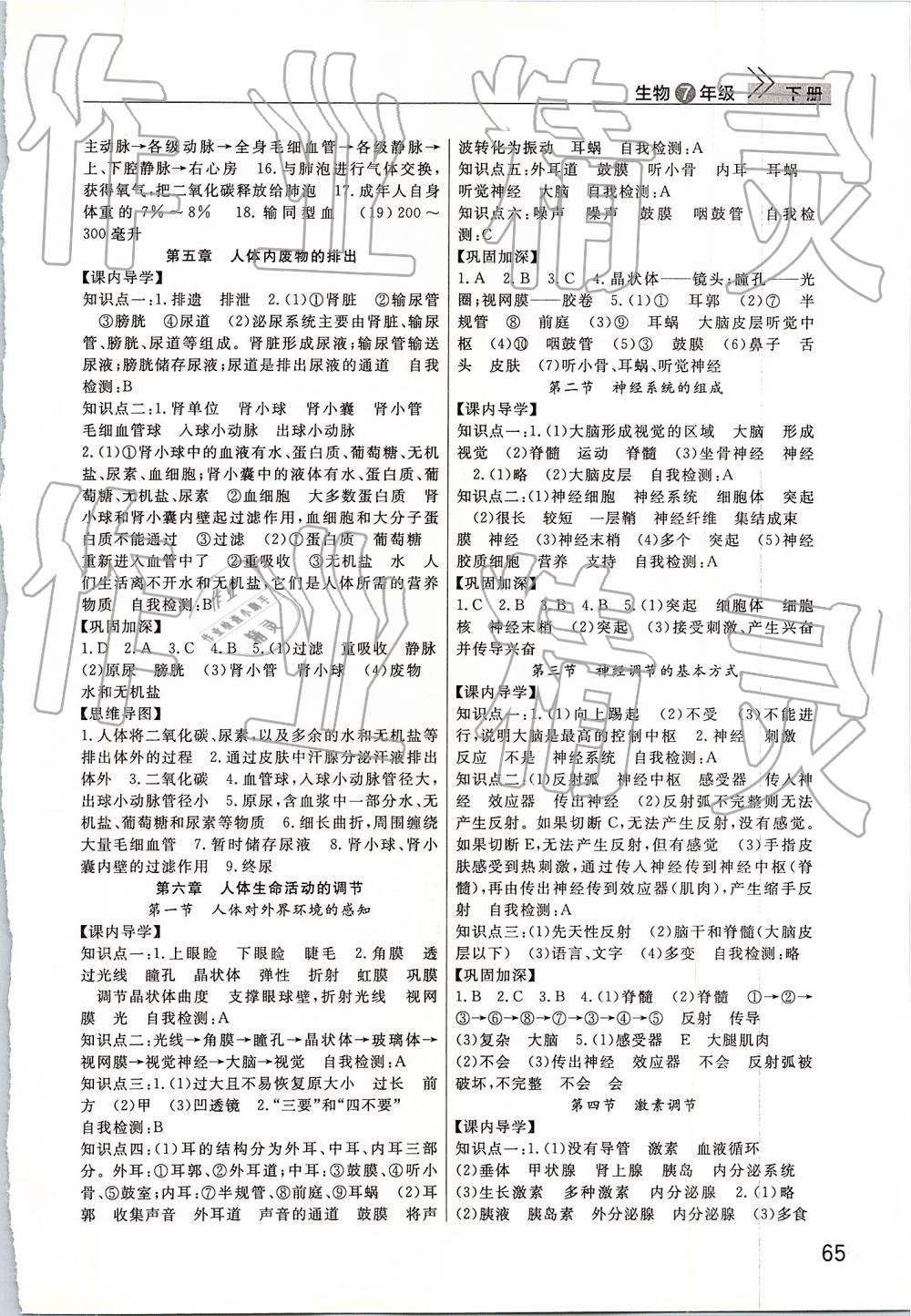 2019年智慧學(xué)習(xí)天天向上課堂作業(yè)七年級生物下冊人教版 第3頁