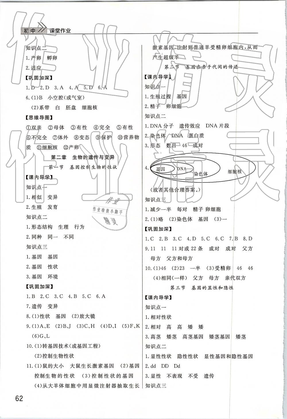 2019年智慧学习天天向上课堂作业八年级生物下册人教版 第2页