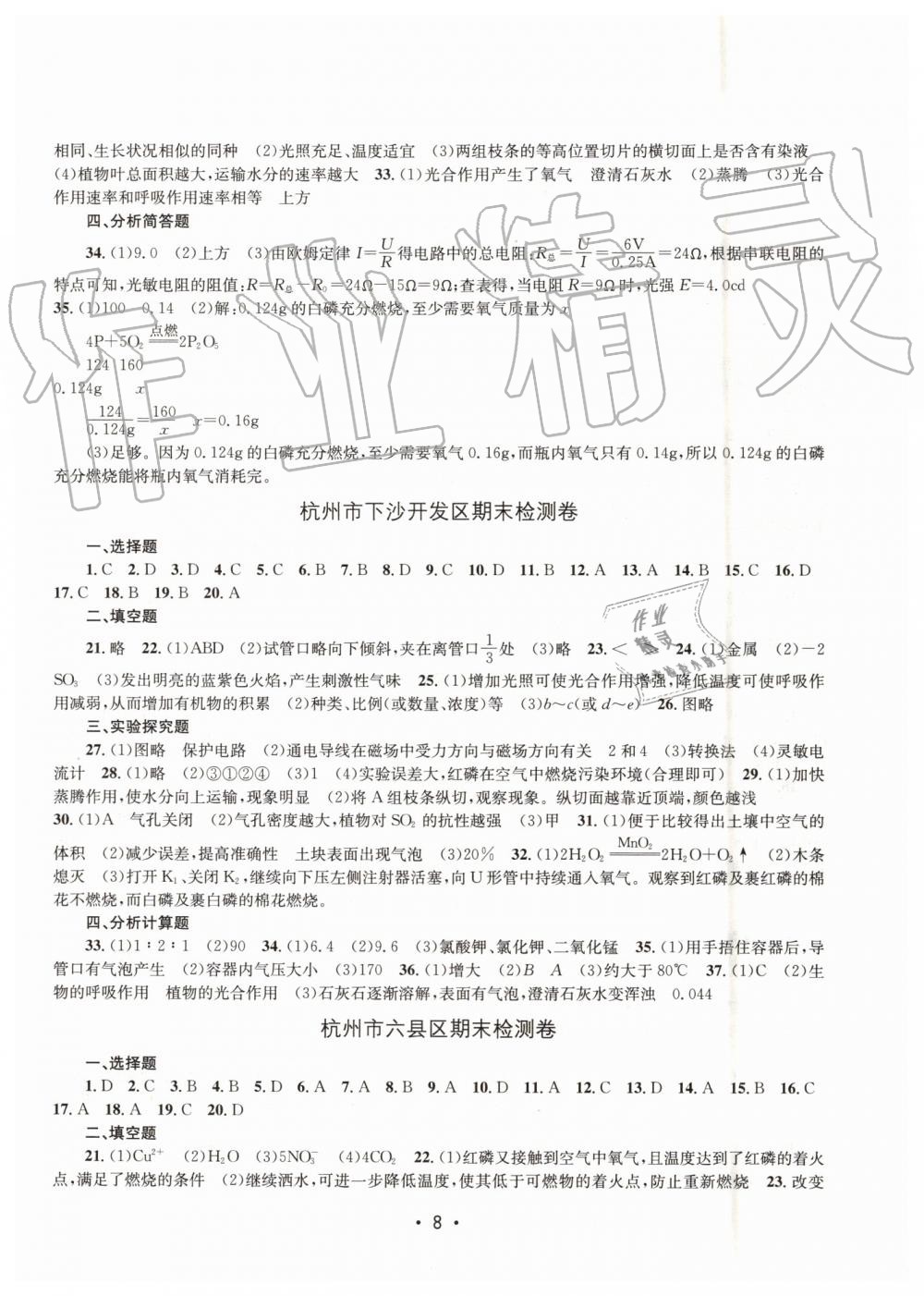 2019年名校期末复习宝典八年级科学下册浙教版 第8页