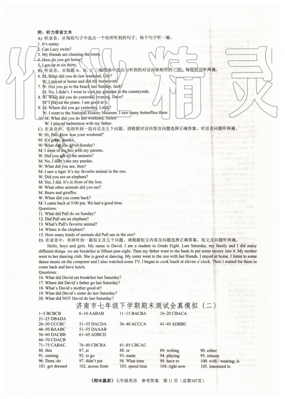 2019年期末贏家七年級英語下冊濟南地區(qū)專用 第11頁