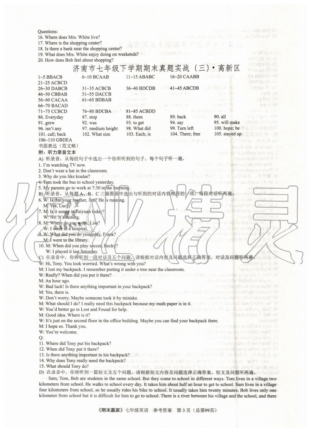 2019年期末赢家七年级英语下册济南地区专用 第3页