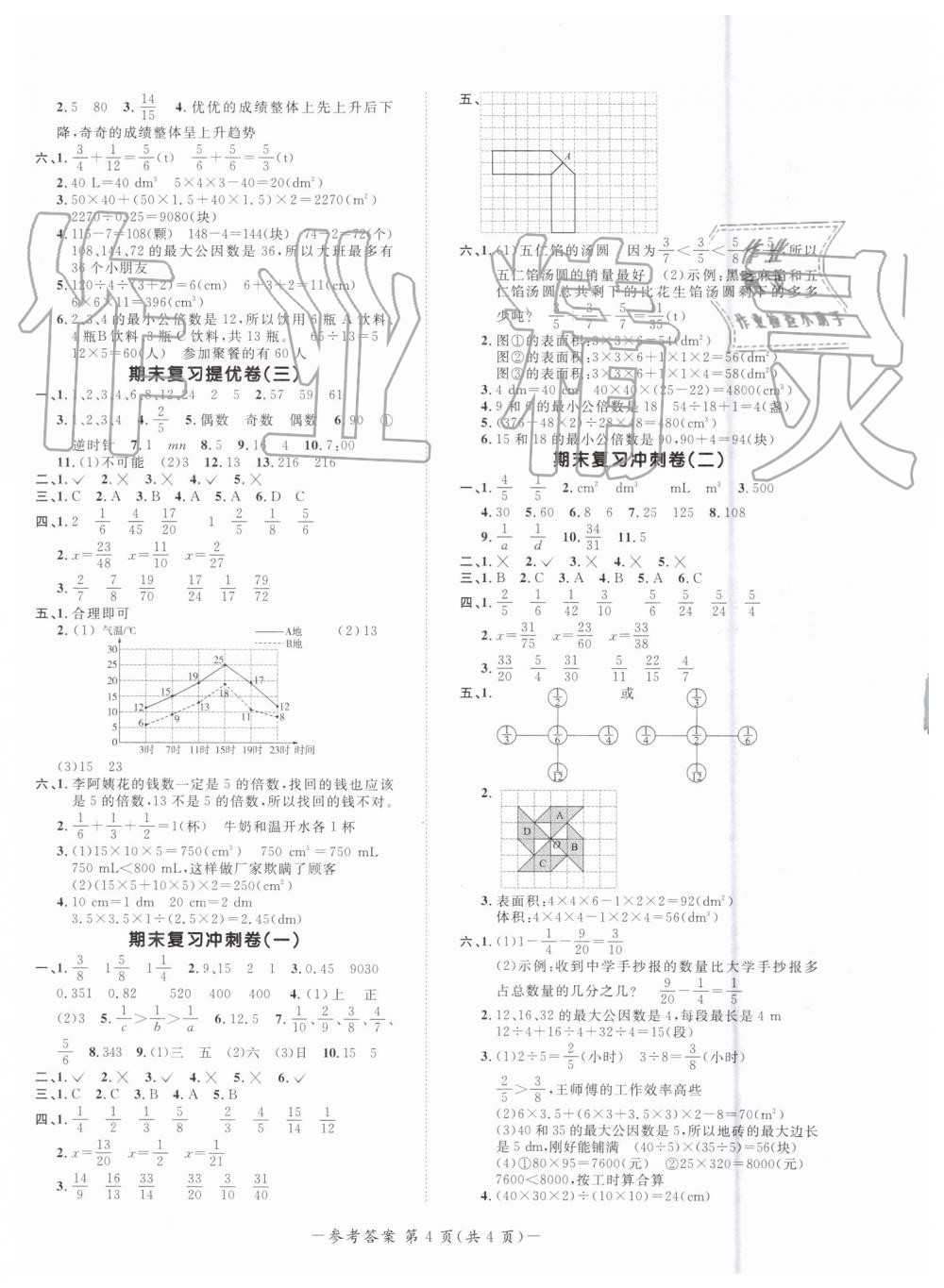 2019年陽(yáng)光同學(xué)期末復(fù)習(xí)15天沖刺100分五年級(jí)數(shù)學(xué)下冊(cè)人教版 第4頁(yè)