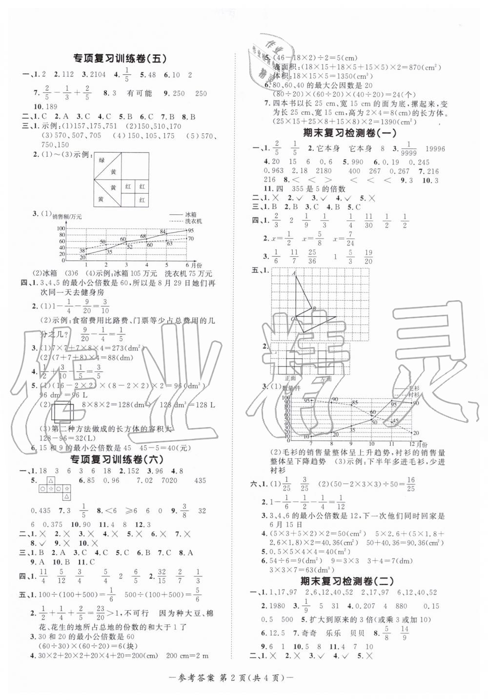 2019年陽光同學期末復習15天沖刺100分五年級數(shù)學下冊人教版 第2頁