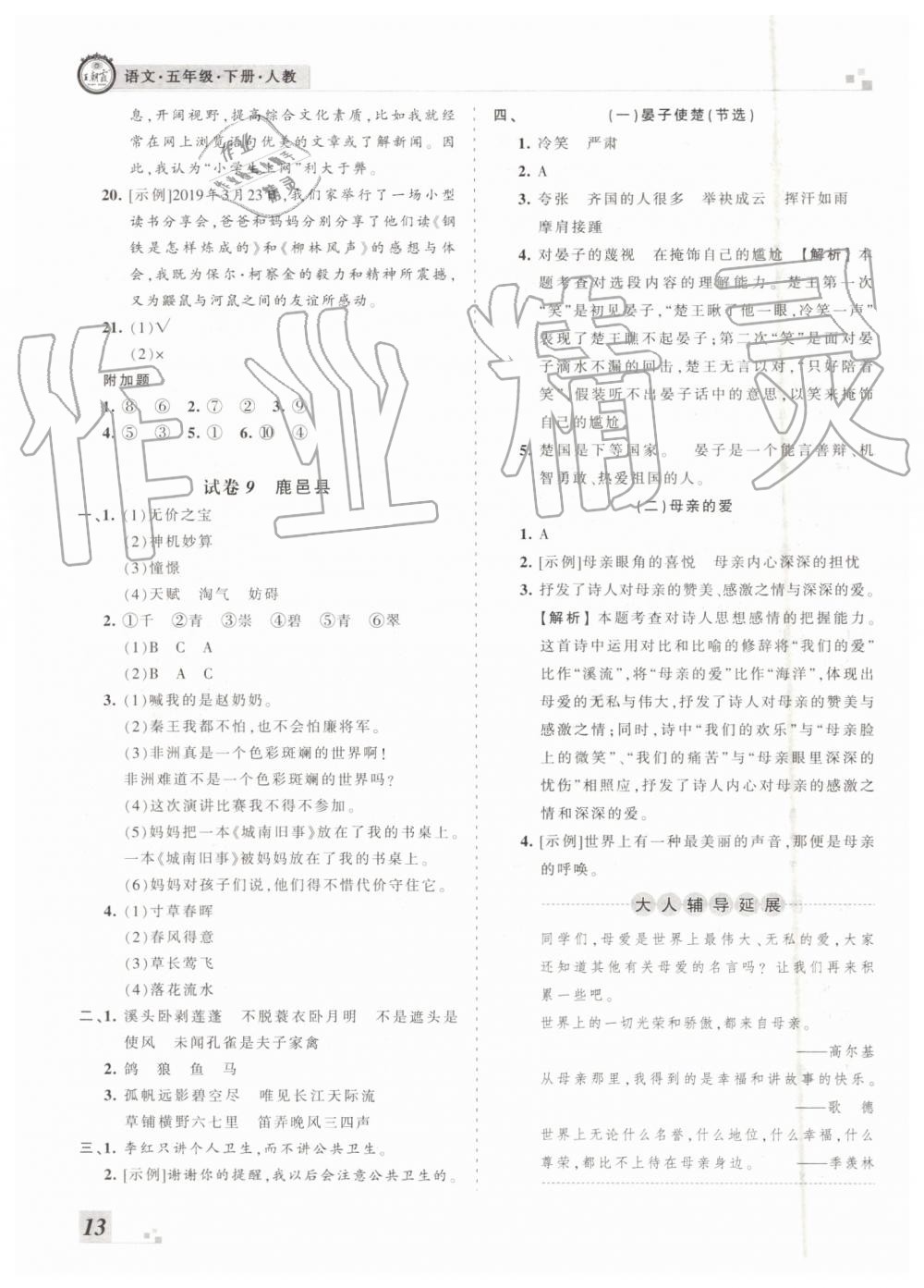 2019年王朝霞各地期末試卷精選五年級(jí)語(yǔ)文下冊(cè)人教版河南專版 第13頁(yè)