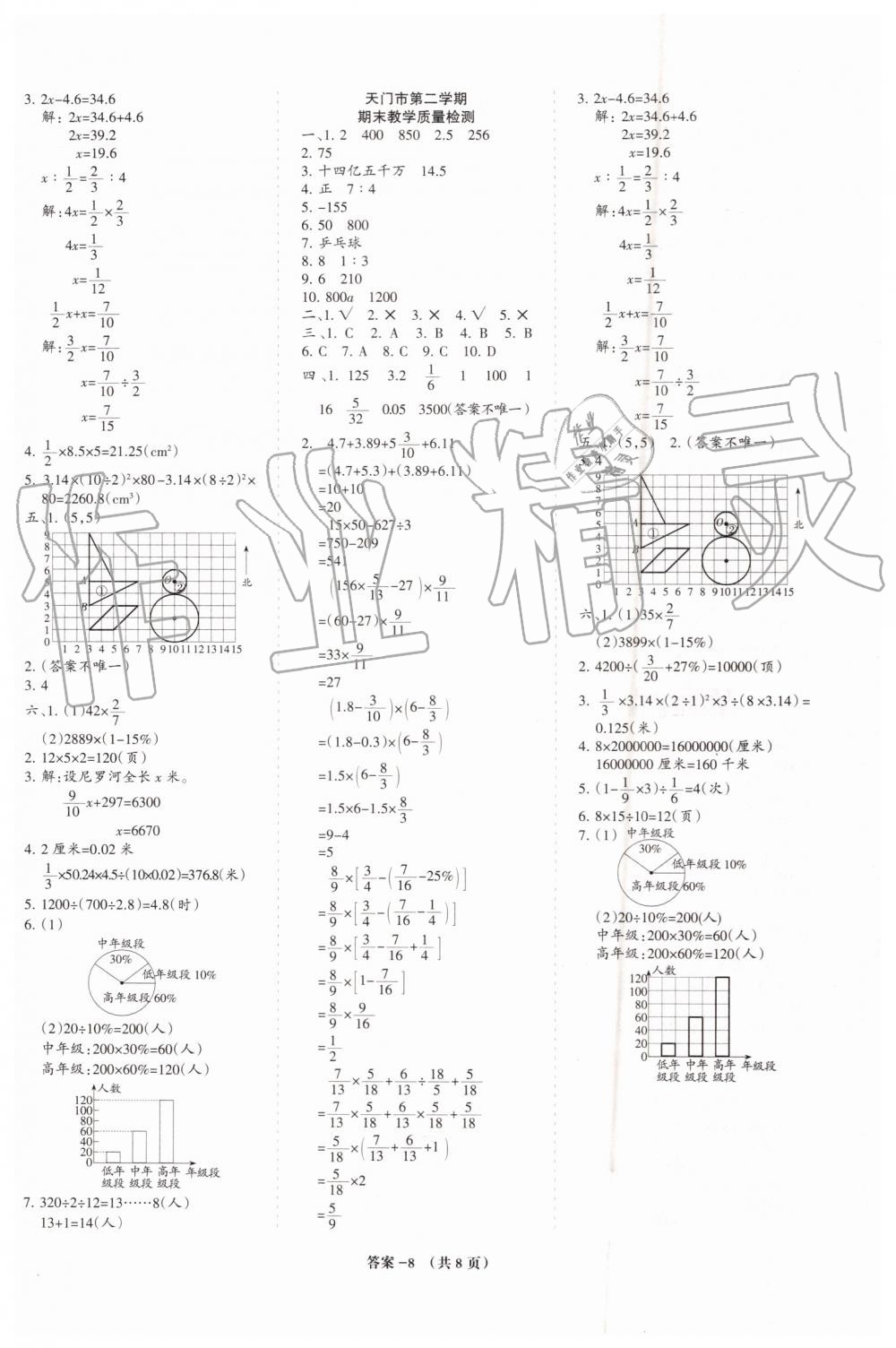 2019年小學期末總動員六年級數(shù)學下冊人教版湖北專版 第8頁