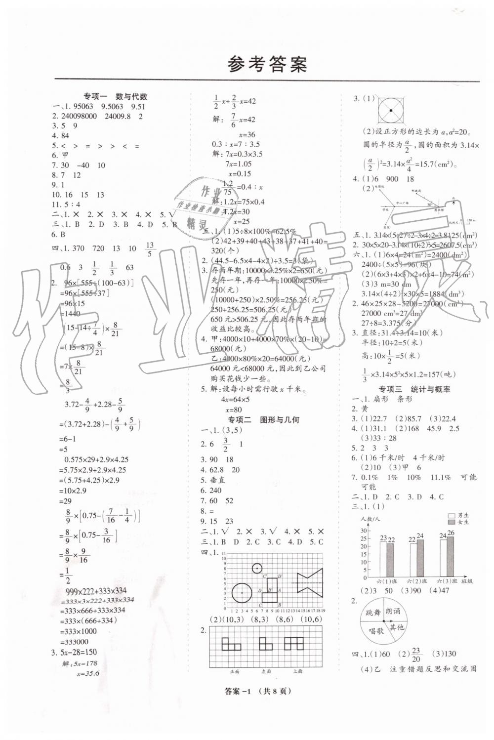 2019年小學(xué)期末總動(dòng)員六年級(jí)數(shù)學(xué)下冊(cè)人教版湖北專(zhuān)版 第1頁(yè)