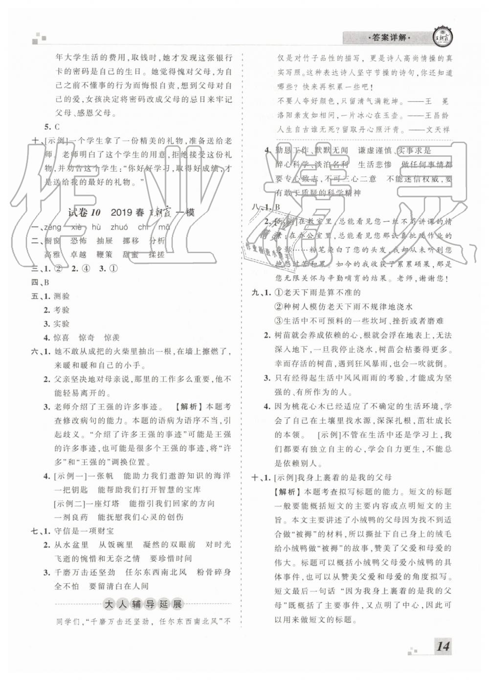 2019年王朝霞各地期末试卷精选六年级语文下册人教版河南专版 第14页