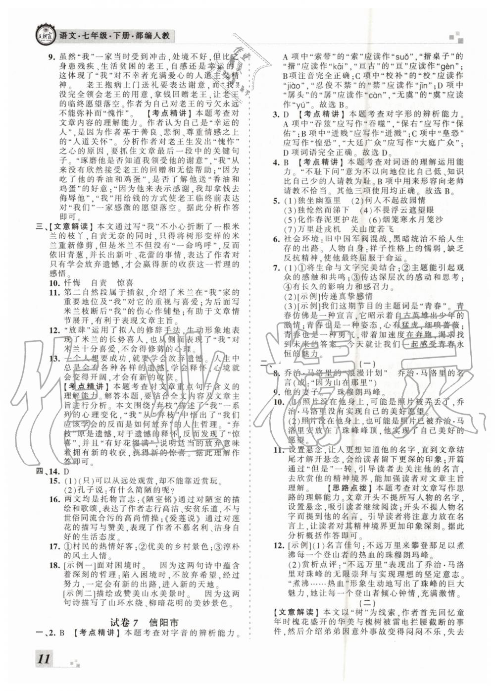 2019年王朝霞各地期末試卷精選七年級(jí)語(yǔ)文下冊(cè)人教版河南專版 第11頁(yè)