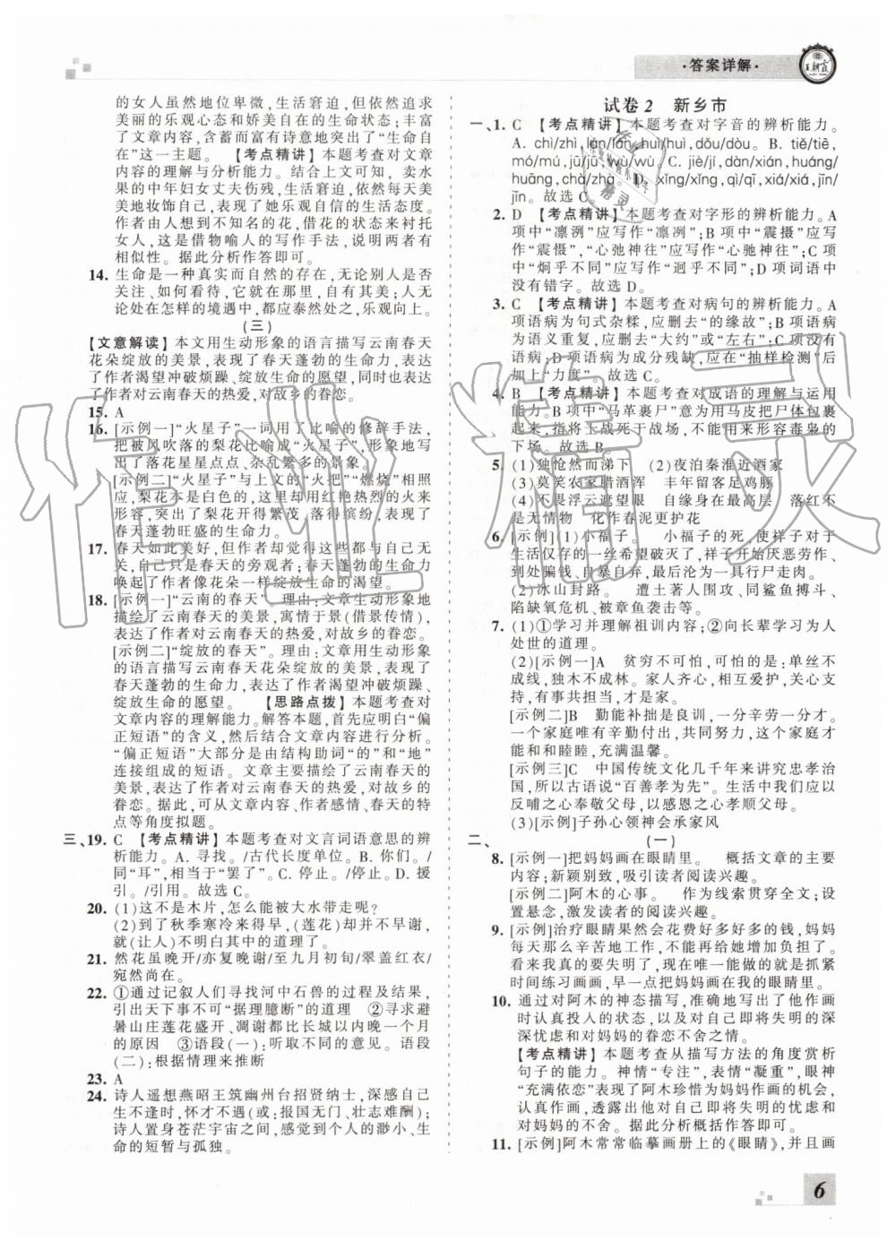 2019年王朝霞各地期末試卷精選七年級(jí)語(yǔ)文下冊(cè)人教版河南專版 第6頁(yè)