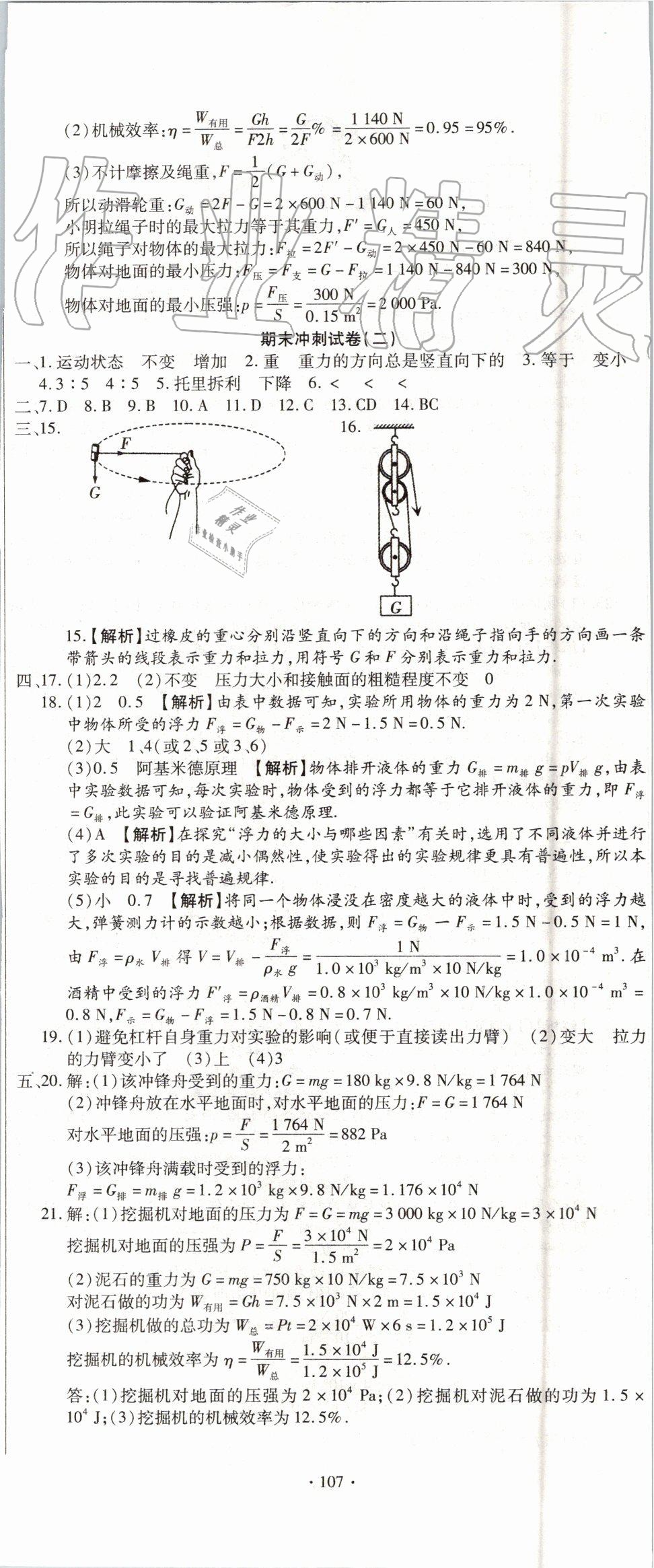 2019年全程測評試卷期末復習大沖刺八年級物理下冊 第17頁