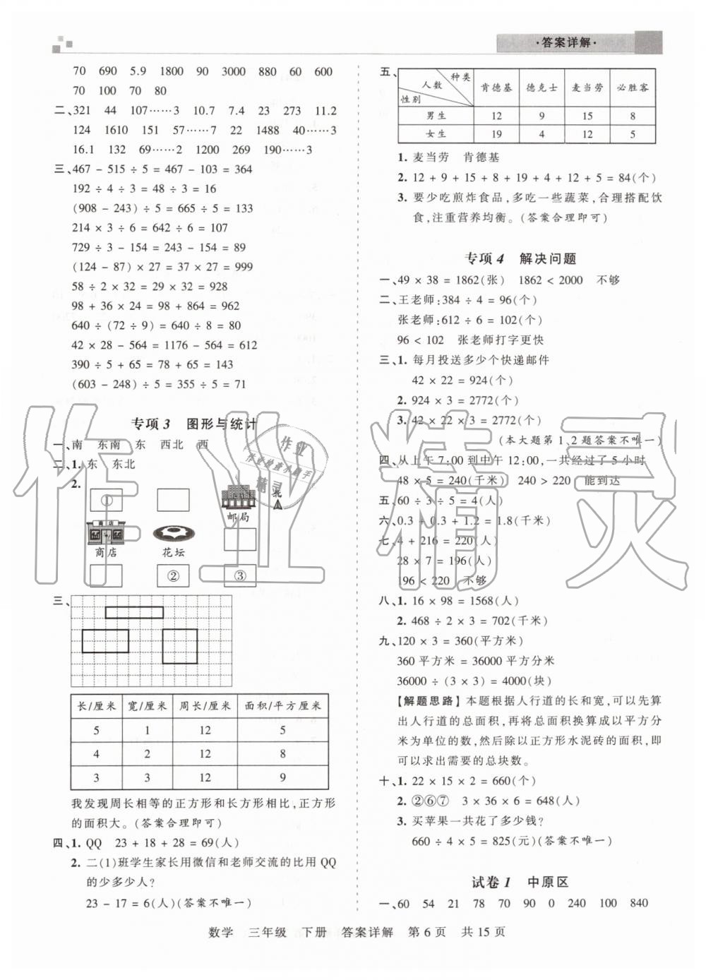 2019年王朝霞期末真題精編三年級數(shù)學下冊人教版鄭州都市版 第6頁