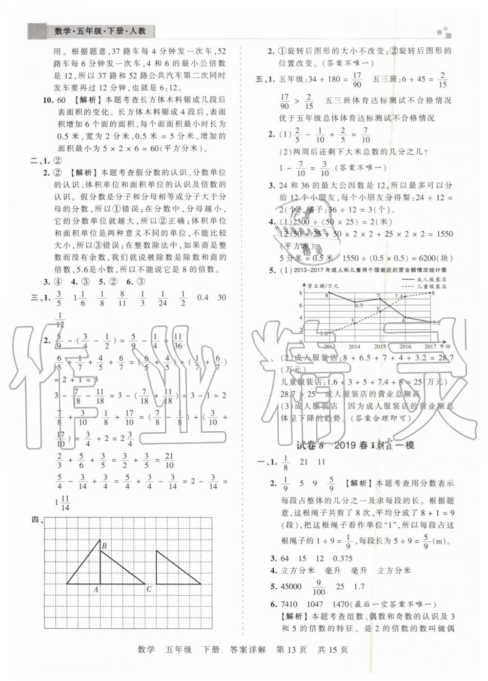 2019年王朝霞期末真题精编五年级数学下册人教版郑州都市版 第13页