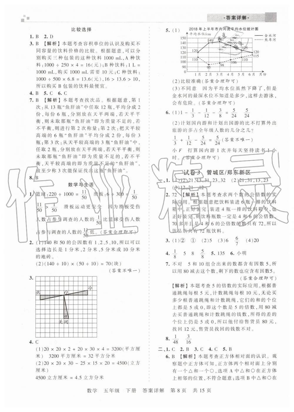 2019年王朝霞期末真题精编五年级数学下册人教版郑州都市版 第8页