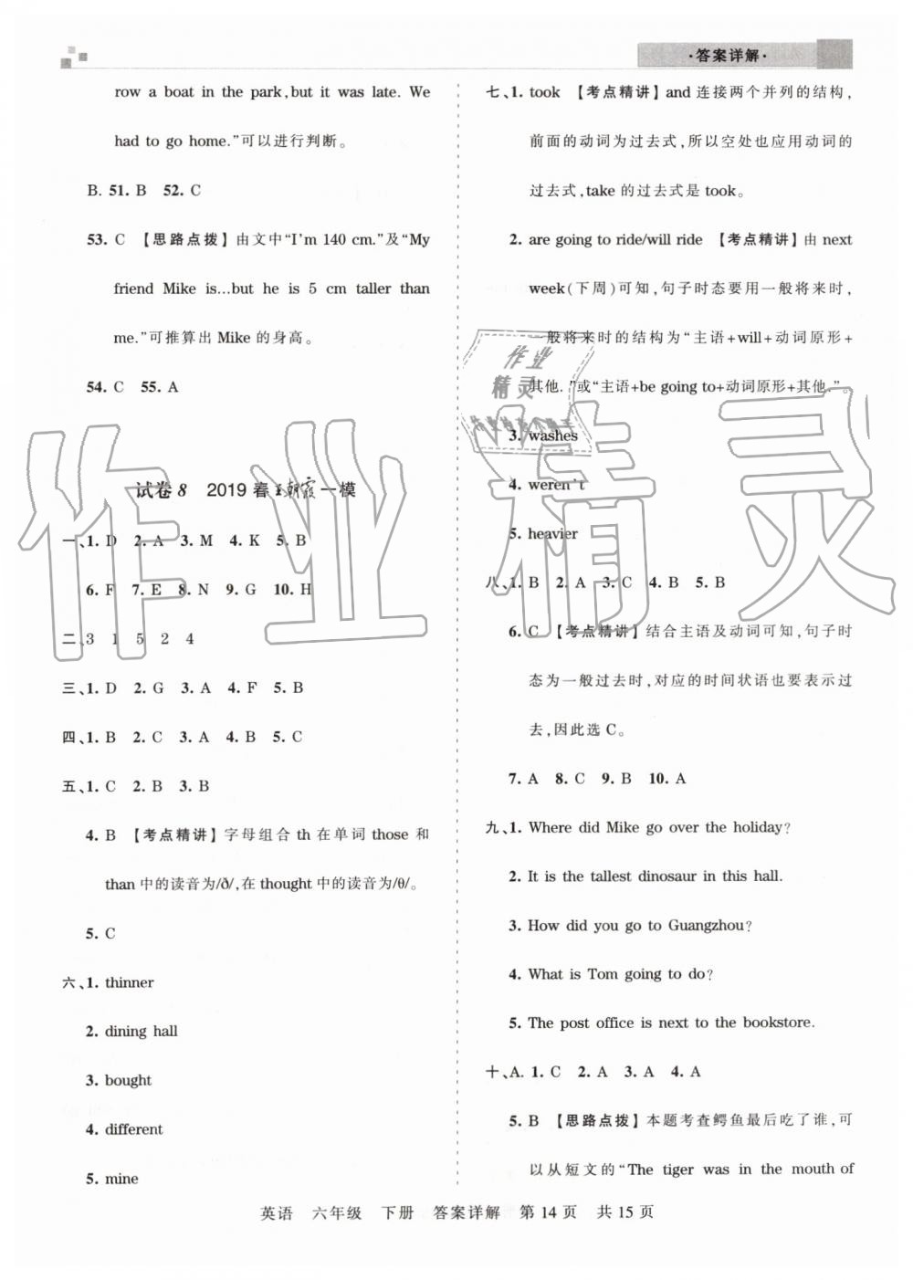 2019年王朝霞期末真題精編六年級英語下冊人教PEP版鄭州都市版 第14頁