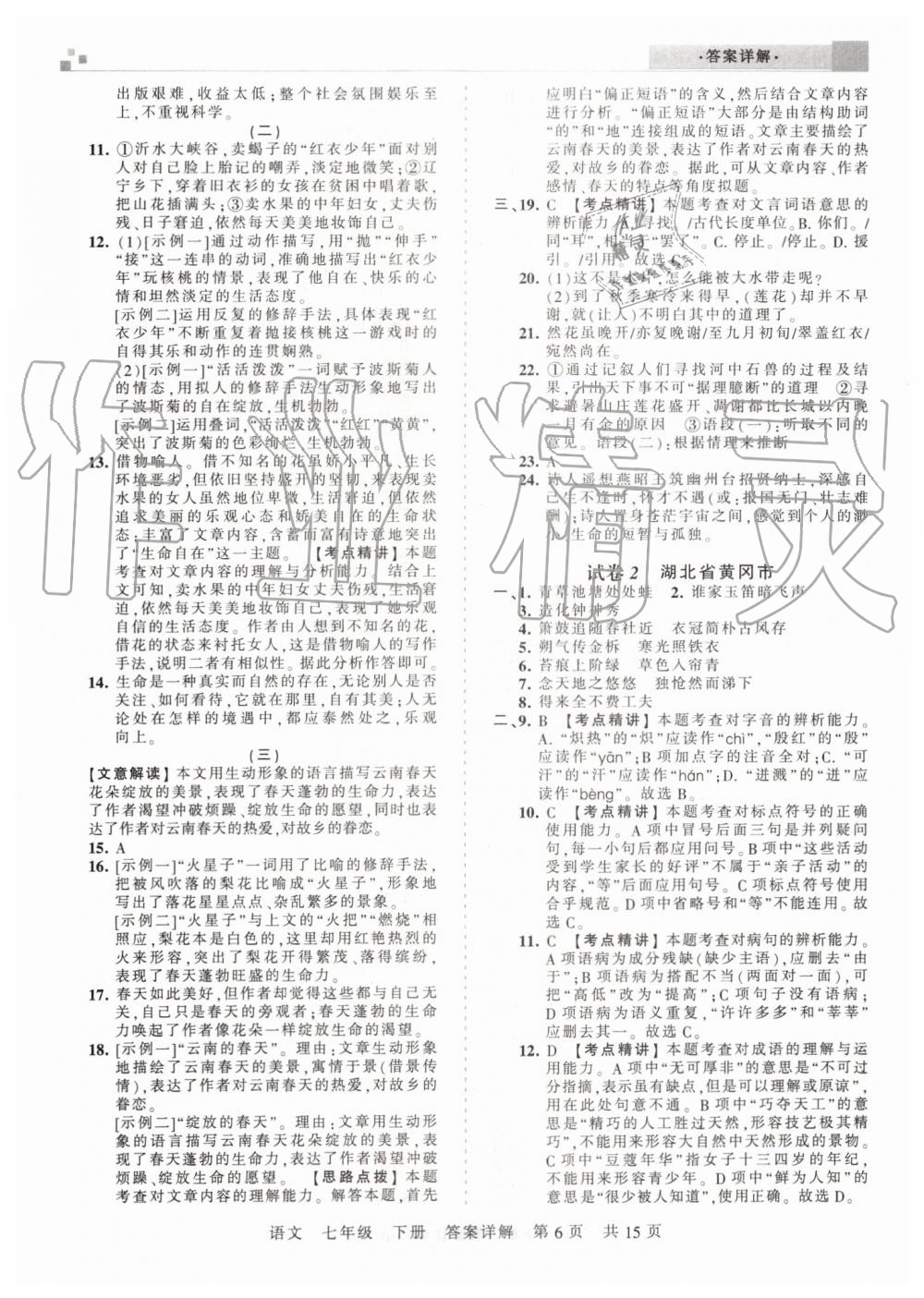 2019年王朝霞期末真題精編七年級(jí)語文下冊(cè)人教版鄭州都市版 第6頁