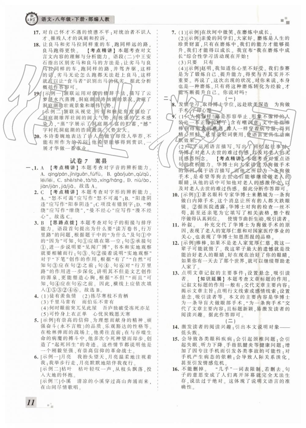 2019年王朝霞洛陽(yáng)各地期末試卷精選八年級(jí)語(yǔ)文下冊(cè)人教版 第11頁(yè)