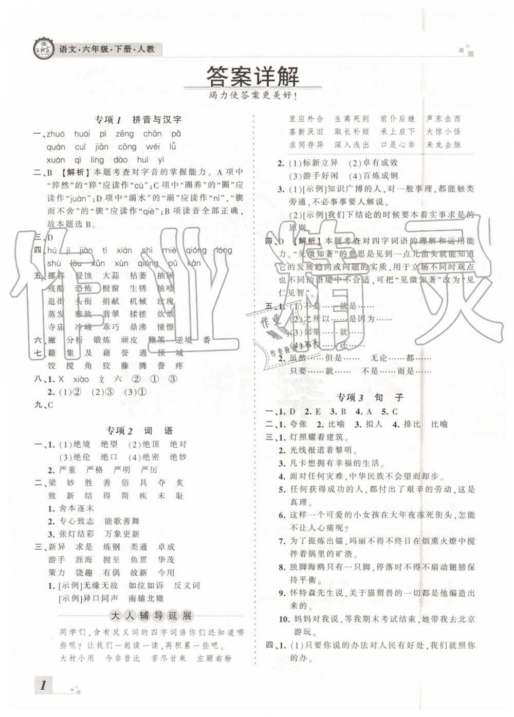 2019年王朝霞各地期末試卷精選六年級(jí)語(yǔ)文下冊(cè)人教版臨沂專(zhuān)版 第1頁(yè)