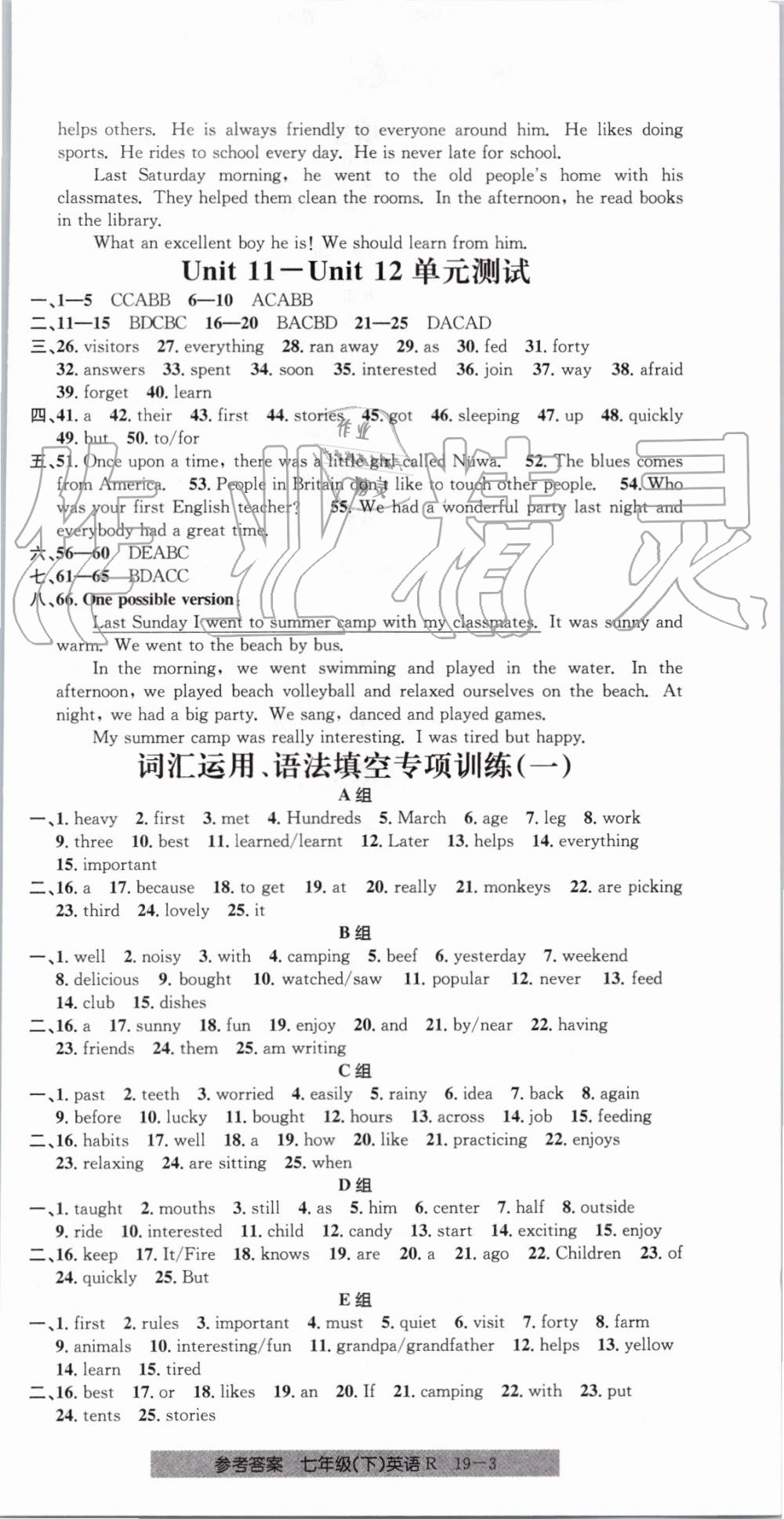 2019年創(chuàng)新測試卷期末直通車七年級英語下冊人教版 第3頁