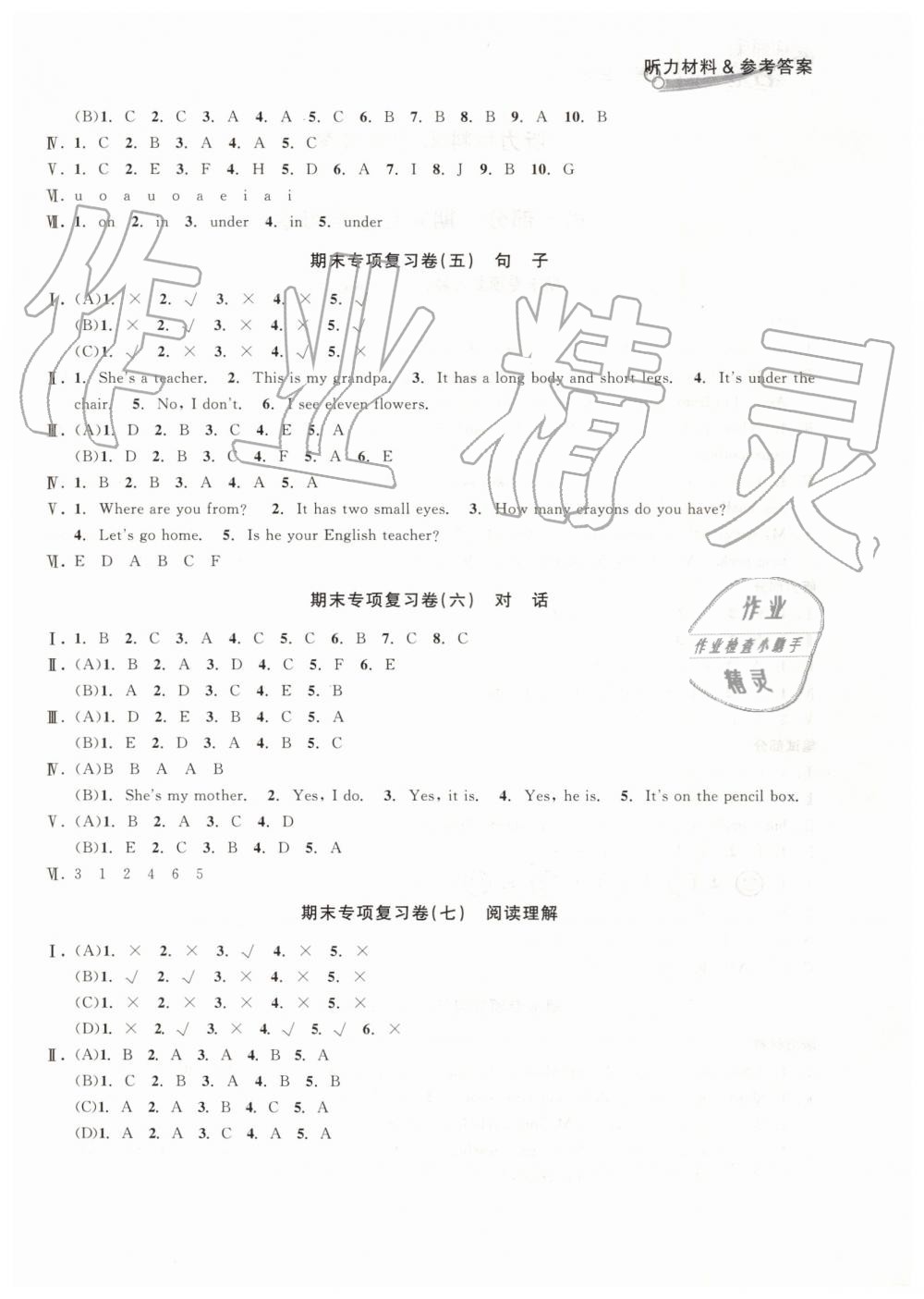 2019年各地期末名卷精選三年級英語下冊人教版 第4頁