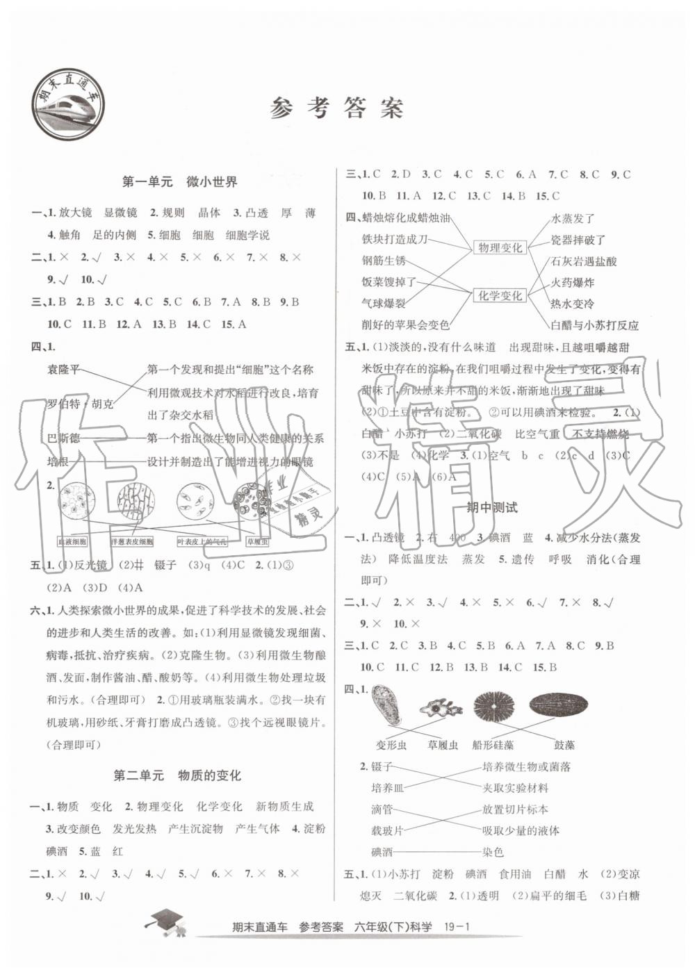 2019年期末直通車六年級(jí)科學(xué)下冊(cè)教科版 第1頁(yè)