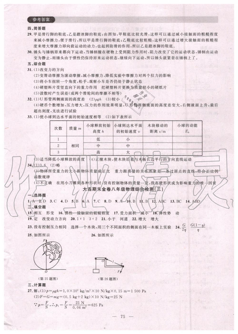 2019年大連期末金卷八年級(jí)物理下冊(cè) 第3頁(yè)