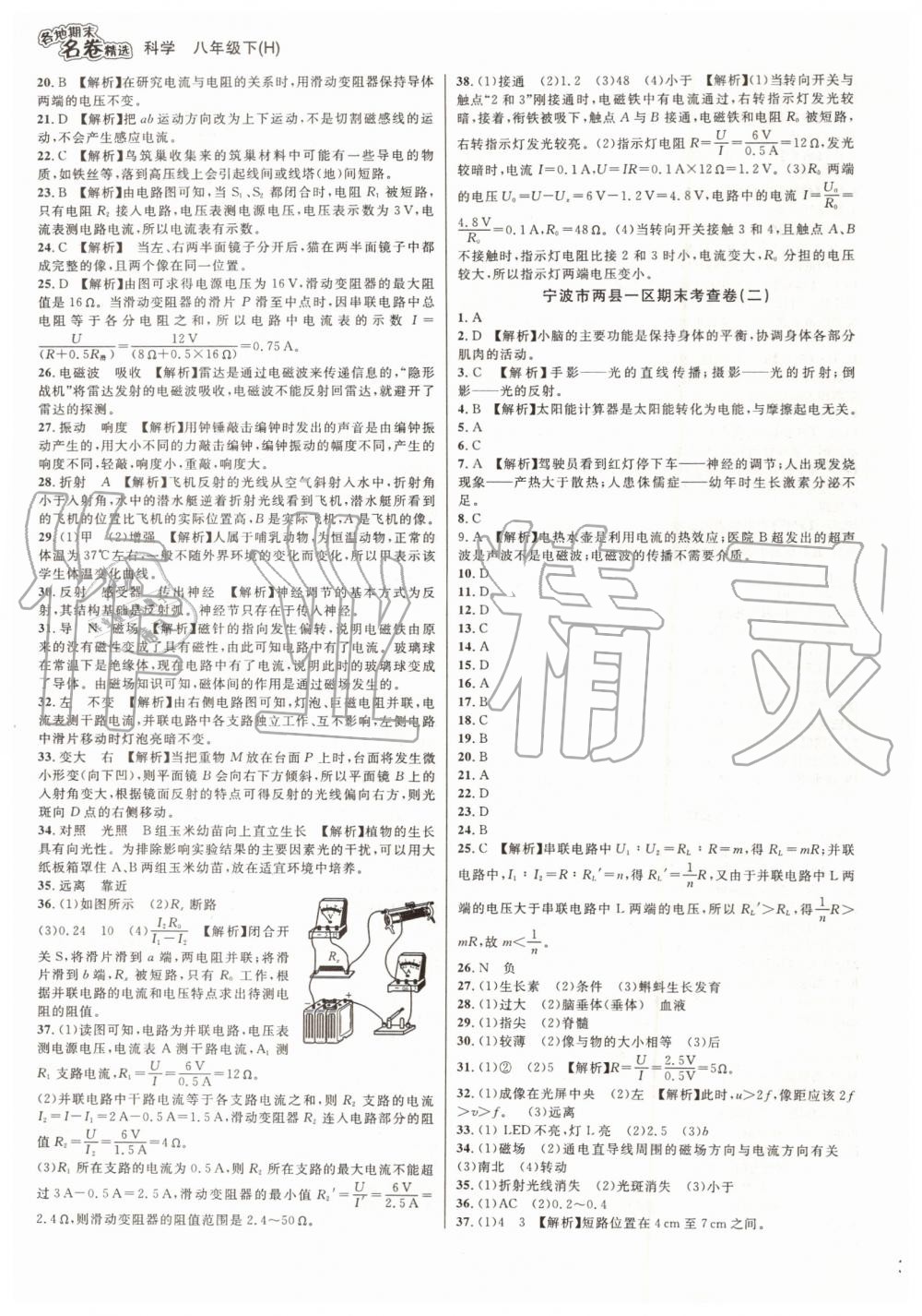 2019年各地期末名卷精選八年級科學(xué)下冊華師大版 第11頁