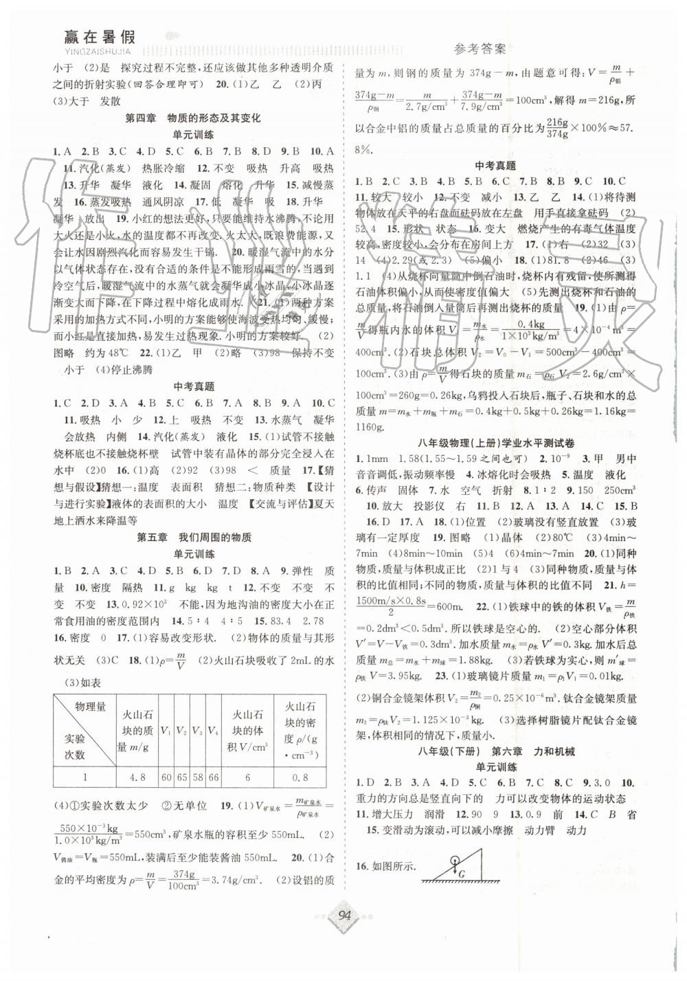 2019年赢在暑假抢分计划八年级物理沪粤版合肥工业大学出版社 第2页