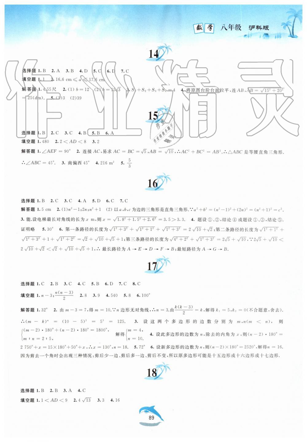 2019年暑假作業(yè)八年級(jí)數(shù)學(xué)滬科版黃山書社 第5頁