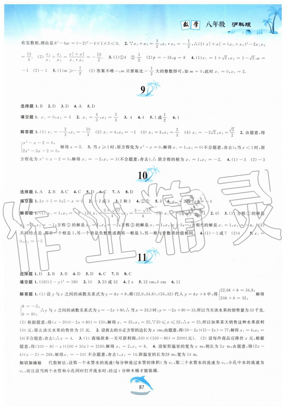 2019年暑假作业八年级数学沪科版黄山书社 第3页